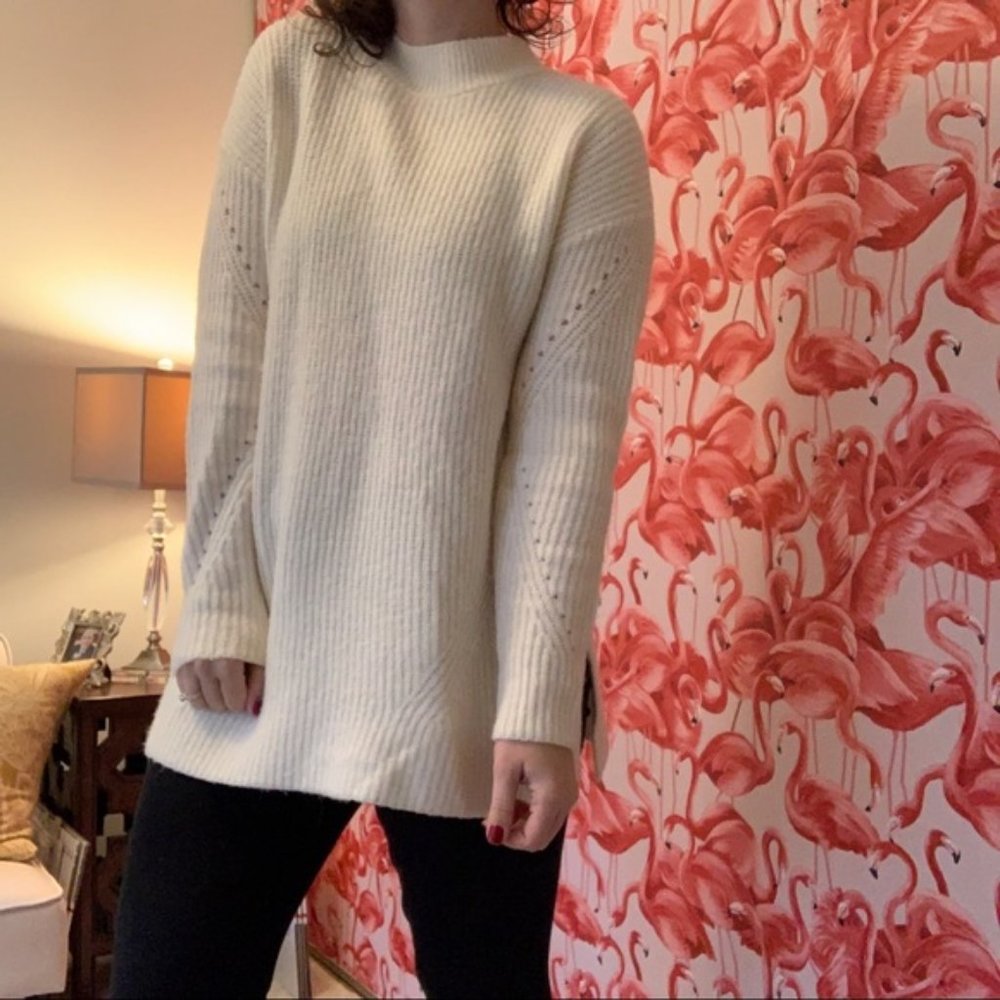 Old Navy Textured Cream Mock Neck Sweater